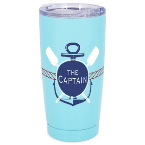 Elanze Designs 20 oz Stainless Steel On the Go Insulated Travel Tumbler With Push Top Lid, The Captain Boat Anchor Sky Blue - 1 of 4