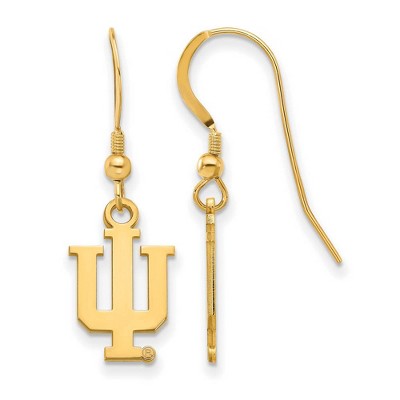 Black Bow Jewelry 14k Yellow Gold Plated Sterling Silver Indiana Hoosiers NCAA Dangle Earrings