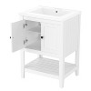 ORRD 24" White Modern Bathroom Vanity, Sleek Ceramic Sink, Solid Wood Frame, Open Shelf - 3 of 4