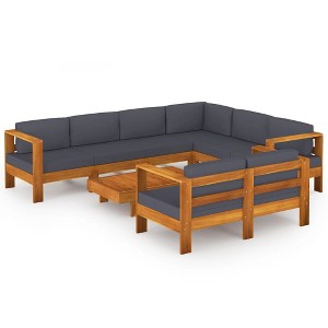 vidaXL Wooden Lounge Set Dark Grey Solid Acacia Wood Large Durable - 1 of 4