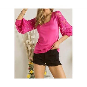 Women's Lace Sleeve Top - ADORA - 1 of 3