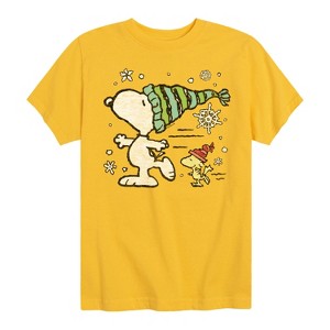 Boys' - Peanuts - Snoopy Woodstock Skate Short Sleeve Graphic T-Shirt - 1 of 4