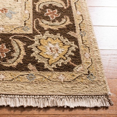 Ivory and Brown 6' x 9' Handwoven Wool Area Rug