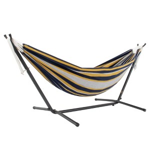 Vivere Double Cotton Hammock, Comfortable Hanging Daybed, Outdoor Relaxing Lounger with Steel Stand and Carry Bag, 9 Foot, Serenity - 1 of 4