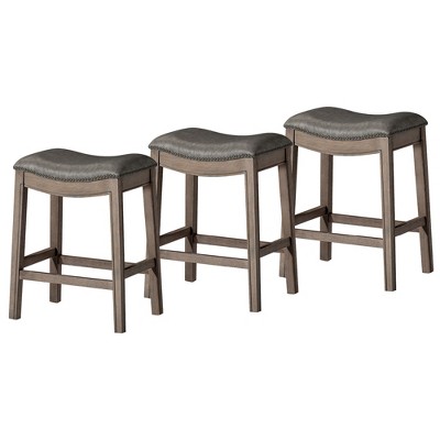 Maven Lane Adrien Backless Saddle Kitchen Stool, Set of 3