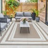 Modern Border Plastic Straw Rug, Large Outdoor Rug for Beach Pool Deck - 4 of 4