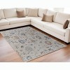 Ivory Blue and Gold Floral Power Loom Worn Faded Area Rug With Fringe - 2 of 4