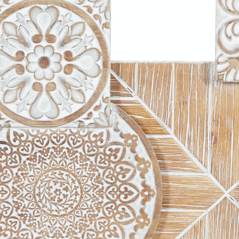 Farmhouse Wood Floral Intricately Carved Wall Decor White - Olivia &#38; May, 3 of 6