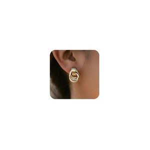 Gold Plated Chunky Gold Earrings for WomenKnot Link Circle Statement Drop Dangle Earrings Studs Trendy Jewelry - 1 of 4