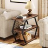 FONTOI 25.6" 3-Tier End Table, Accent Table with Storage Shelves&Geometric Frame for Living Room, Bedroom, Small Spaces, Brown, 11.81"*24.8"*25.59" - 2 of 4