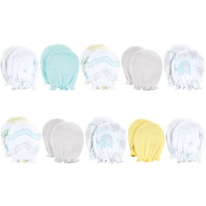 Luvable Friends Baby Boy Cotton Scratch Mittens 10pk, Basic Elephant, One Size - 1 of 1