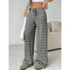 Womens Ribbed Knit Sweatpants Wide Leg Striped Pants with Drastring Detail Comfy Cotton Blend Lounge Pants Knit Pants - 4 of 4