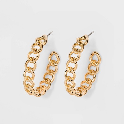 Gold Chain Earring - Minimalist Chain Earring - Sterling Silver Earring -  Silver Chain Earring - Dainty Earring - Tiny Earring - For Daily