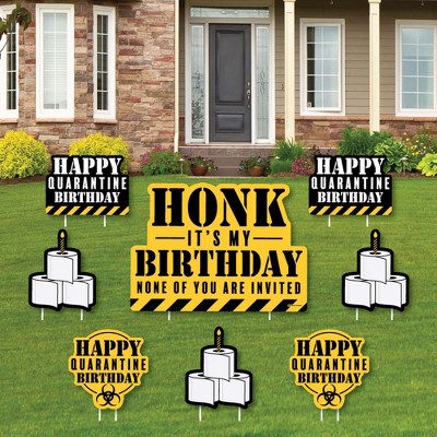 Big Dot of Happiness Happy Quarantine Birthday - Honk, It's My Birthday Yard Sign and Outdoor Lawn Decorations - Party Yard Signs - Set of 8