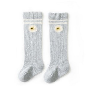 MyKids-Usa Baby Girl Solid Color Floral Embroidered Pattern Breathable Knee Socks - 1 of 4