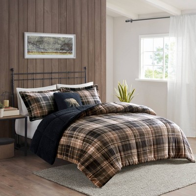 Full Brown and Black Reversible Down Alternative Comforter Set