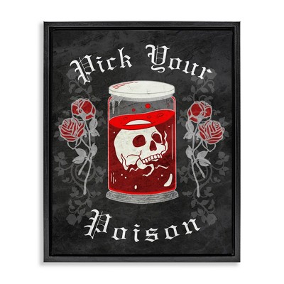 Stupell Industries Pick Your Poison Skull Floating Frame Canvas Art