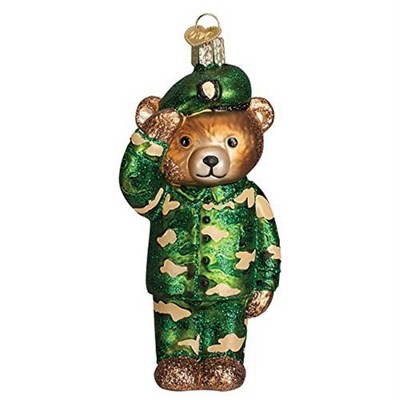 Old World Christmas Blown Glass Ornament for Christmas Tree, Army Bear