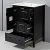 24" Freestanding Bathroom Vanity with Ceramic Sink, Soft-Close Cabinet & Drawers, Retro Metal Handles, Open Back for Plumbing - 3 of 4