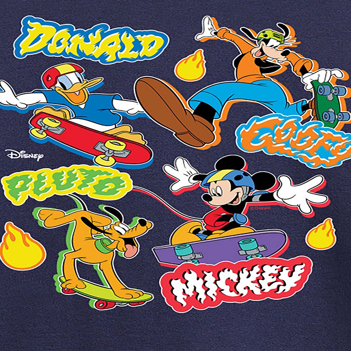 Boys' - Disney - Mickey Goofy Pluto Donald Skate Crew Long Sleeve Graphic T-Shirt - thumbnail 10