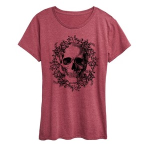 Women's - Instant Message - Skull Wreath Short Sleeve Graphic T-Shirt - 1 of 4
