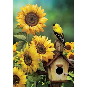 Briarwood Lane Goldfinch and Sunflowers Summer House Flag Birdhouse Floral 28" x 40" - 1 of 3