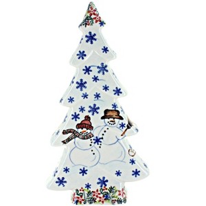 Blue Rose Polish Pottery 491 Vena Flat Christmas Tree - 1 of 2