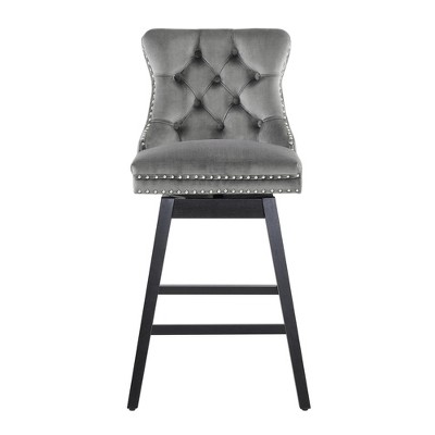 Beautyolove Velvet Upholstered Solid Wood Frame Counter Height Bar Stool Swivel Counter Stool with Back (Set of 2)