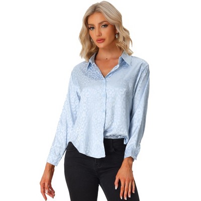 INSPIRE CHIC Women's Button Down Leopard Print Business Casual Shirt
