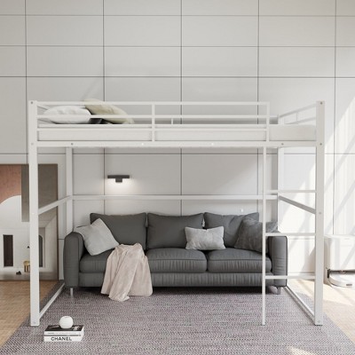 NicBex Twin/Full Size Loft Bed ,Loft Bed Frame with Safety Guard Rails & Flat Ladder,Metal Bed Frame for Kids Teens Adults