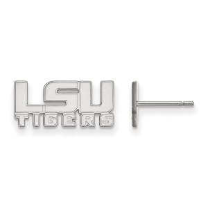 Black Bow Jewelry 10k White Gold Louisiana State Fighting Tigers NCAA Post Earrings - 1 of 3