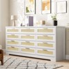 12 Drawer Dresser for Bedroom, Modern Rattan Chest of Drawers, Wood Storage Organizer with Rattan Panel Drawers - 2 of 4