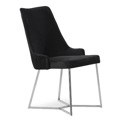 Set of 2 Chander Glam Microfiber Upholstered Dining Chairs Black - HOMES: Inside + Out: Contemporary Style, Steel Legs, Foam Filled
