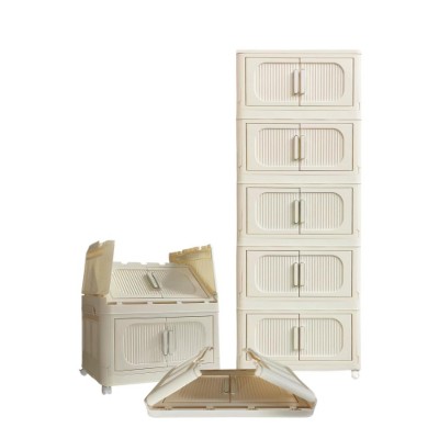 LunaLulinlk 5-Shelf Side-Wide Folding Locker with Magnetic Door and Wheeled Lockers