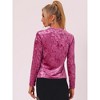 INSPIRE CHIC Women's Casual Vintage Velvet Crew Neck Long Sleeve T-shirts - 4 of 4