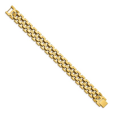Chisel Stainless Steel Polished Yellow IP-plated 8.25" Link Bracelet