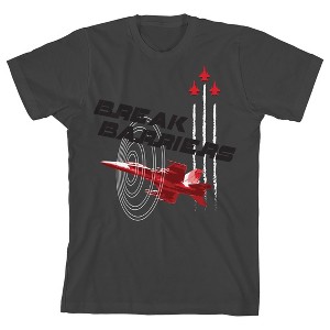 Planes Break Barriers Youth Charcoal Short Sleeve Crew Neck Tee - 1 of 2