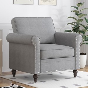 Mjkone Modern Rivet Design Accent Chair Linen Fabric Armchair Single Sofa,Mid Century 1-Seater Sofa Couch for Home/Office/Apartment - 1 of 4