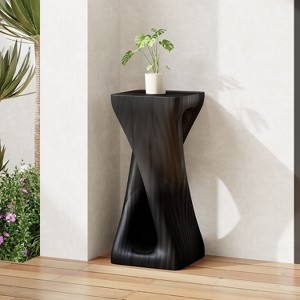 CAVINAS Twist Shaped Side Table, Modern Coffee Table with Imitation Wood Texture, 16" H End Table for Indoor and Outdoor - 1 of 4