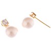 Anna-Kaci Gold Tone Textured Stud Earrings with Hoop and Disc Detail - 3 of 4