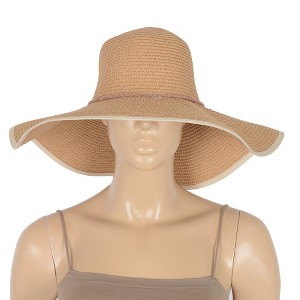 Anna-Kaci Wide Brim Straw Sun Hat with Braided Cord Detail Lightweight Packable Design for Beach Outdoor Protection - 1 of 4