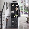 Hall Tree with Shoe Storage, Farmhouse Entryway Bench with Coat Hooks & Sliding Barn Doors, for Entryway, Bedroom, Living Room - 3 of 4