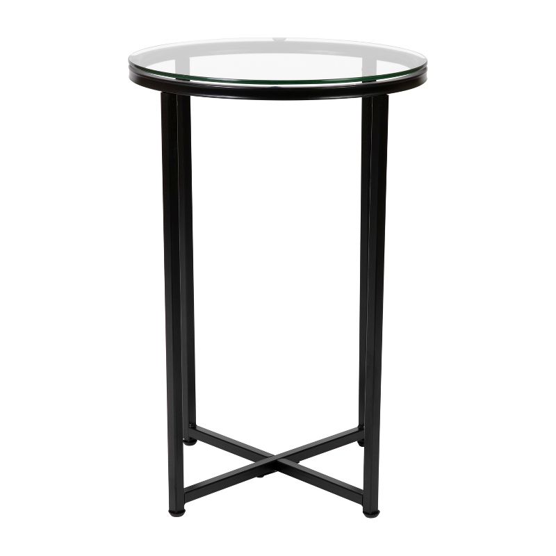 Flash Furniture Greenwich Collection End Table - Modern Clear Glass Accent Table with Crisscross Matte Black Frame, 1 of 12