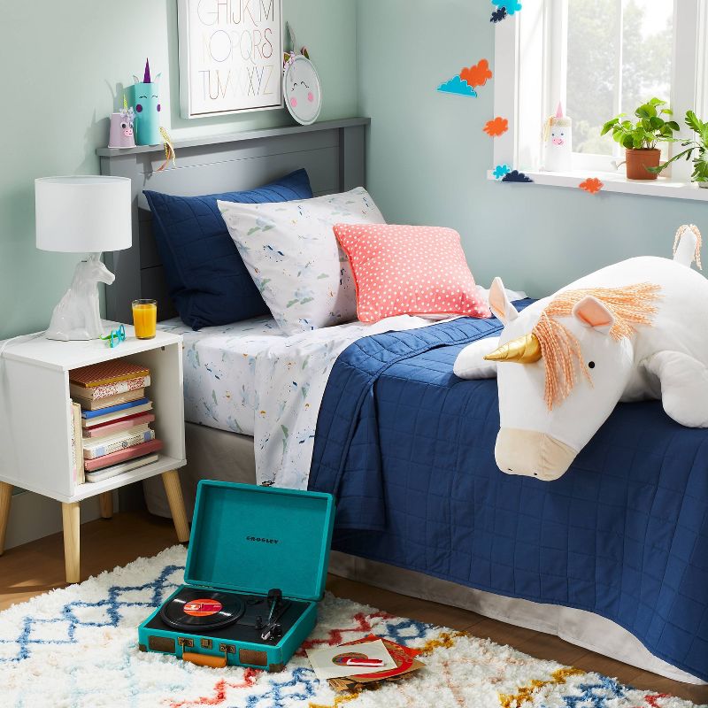 Unicorn Microfiber Kids' Sheet Set Blue - Pillowfort™, 2 of 8
