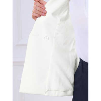 INSPIRE CHIC Women's Work Long Sleeve Lapel Single Button Business Casual Suit Jacket with Pockets Medium White — фото 5