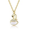 Guili 14K Gold Plated with Black Eyes, Clear Cubic Zirconia Graceful Swan Design Pendant Necklace For Kids - 2 of 2