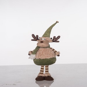 Transpac Plush Standing Reindeer Figurine Colorful Christmas Tabletop Decoration Indoor Gift for Holiday Cheer - 1 of 1