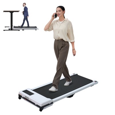 VisioGear Walking Pad with Spacious Running Area, 3 in 1 Portable Treadmill Walking for Home or Office Workouts, White & Black, 48.3"*19.1"*4.9"