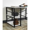 Vynxaria Sage Black Metal Frame Writing Desk - Stylish & Functional with 2 Shelves - 3 of 4