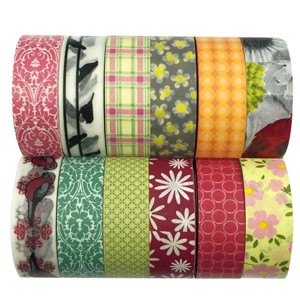 Wrapables Washi Tapes Decorative Masking Tapes, Set of 12 - 1 of 4